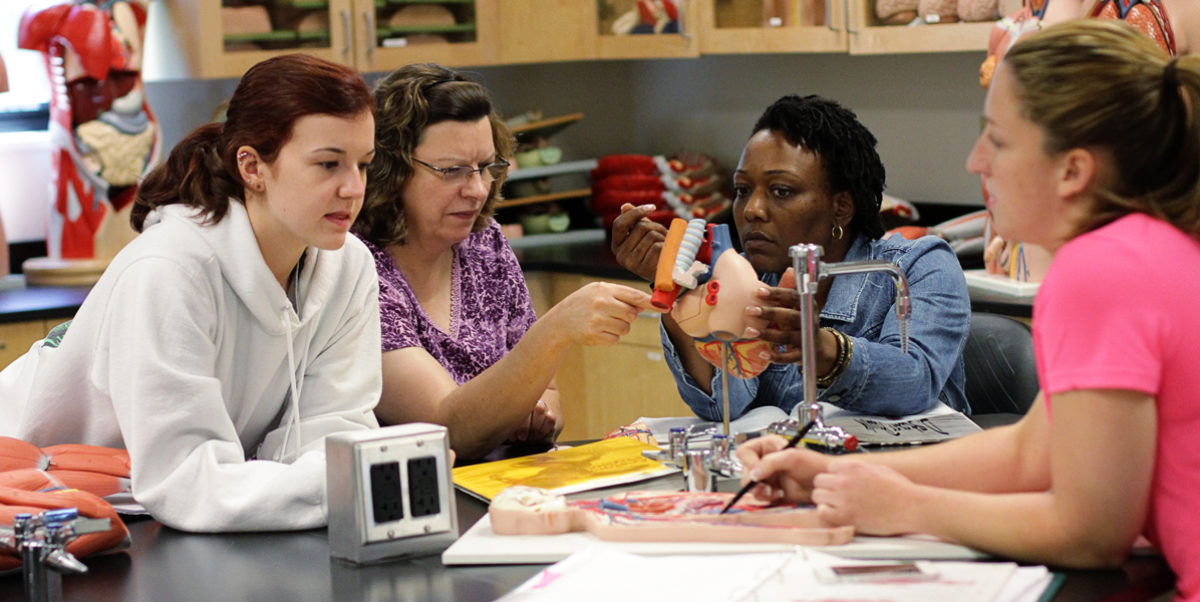 Students in lab, hands-on learning