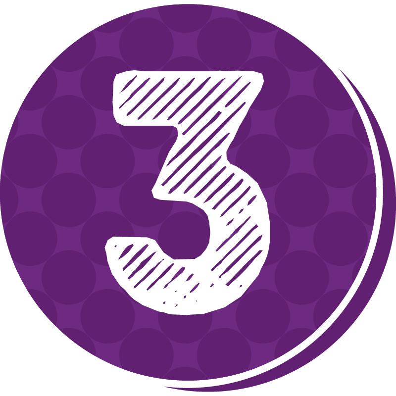 Number 3 Three with Student Cap on Isolated Background in Purple
